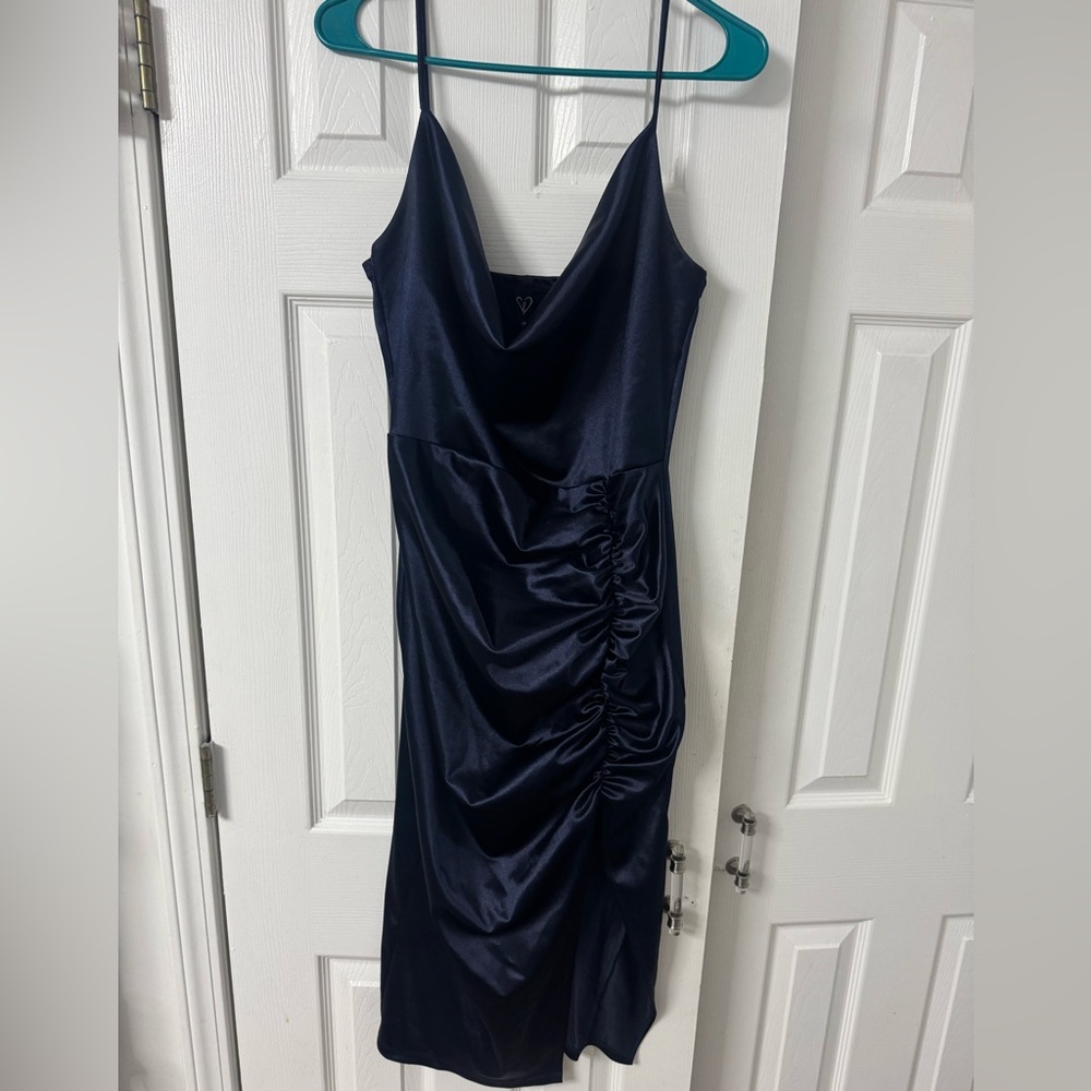 Windsor Midnight Blue Backless Ruched Dress
